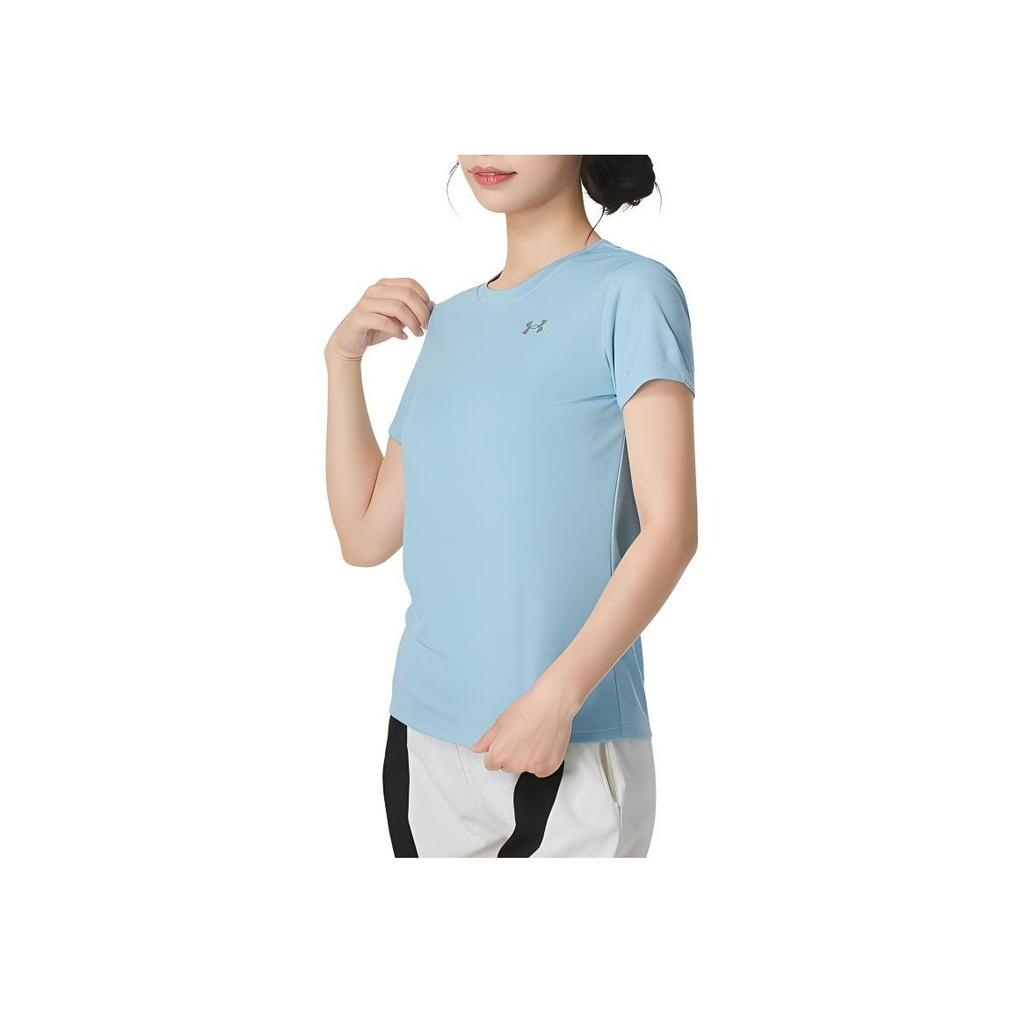 Under Armour Dopamine Solid Color Brand Logo Fitness Training Breathable Short Sleeve Regular T-Shirt Women T-Shirts Blue 1384246-490