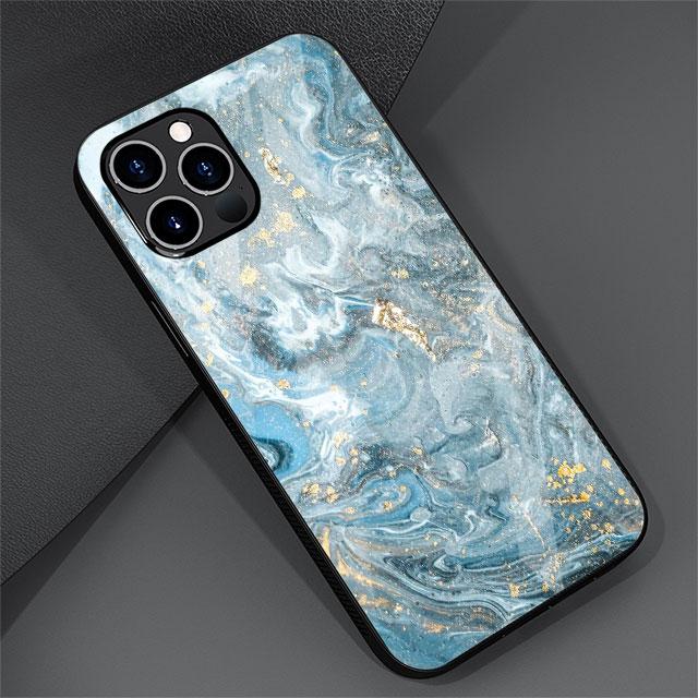 Luxury Marble Pattern Glass Case For Apple iPhone 13 Pro 11 14 12 7 8 Plus SE 2022 XR X XS Max 6 6S Tempered Phone Cover