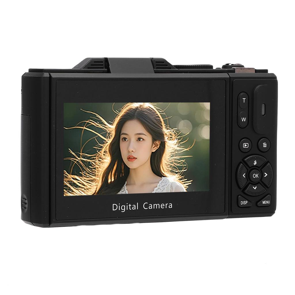 5K 75MP Digitalkamera WiFi 18-fach Zoom Selfie Reisekamera mit 3-Zoll 180-Grad-Klappbildschirm 32GB Speicherkarte Makro Weitwinkel