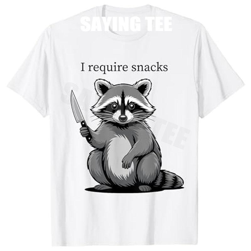 I Require Snacks Cute Raccoon TShirt I Need A Snack Meme  Screaming Opossum Possum Aesthetic Clothes Novelty Gift Fashion Tees S