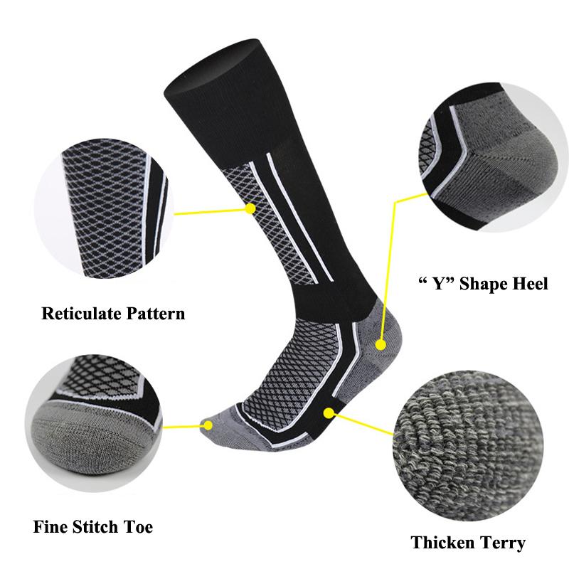 Sport-Skisocken, leistungsstarke, kniehohe Thermo-Kissen, Bergsteigersocken für Damen und Herren zum Skifahren, Snowboarden und kalten Wetter