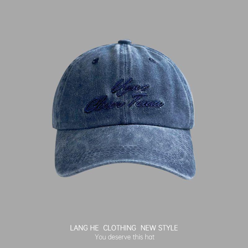 

Letter Embroider Baseball Cap for Women Washed Old Soft Top Casual All-Matching Peaked Cap Face-Looking Small Men Travel Hat Tide Tibetan youth Adjustable