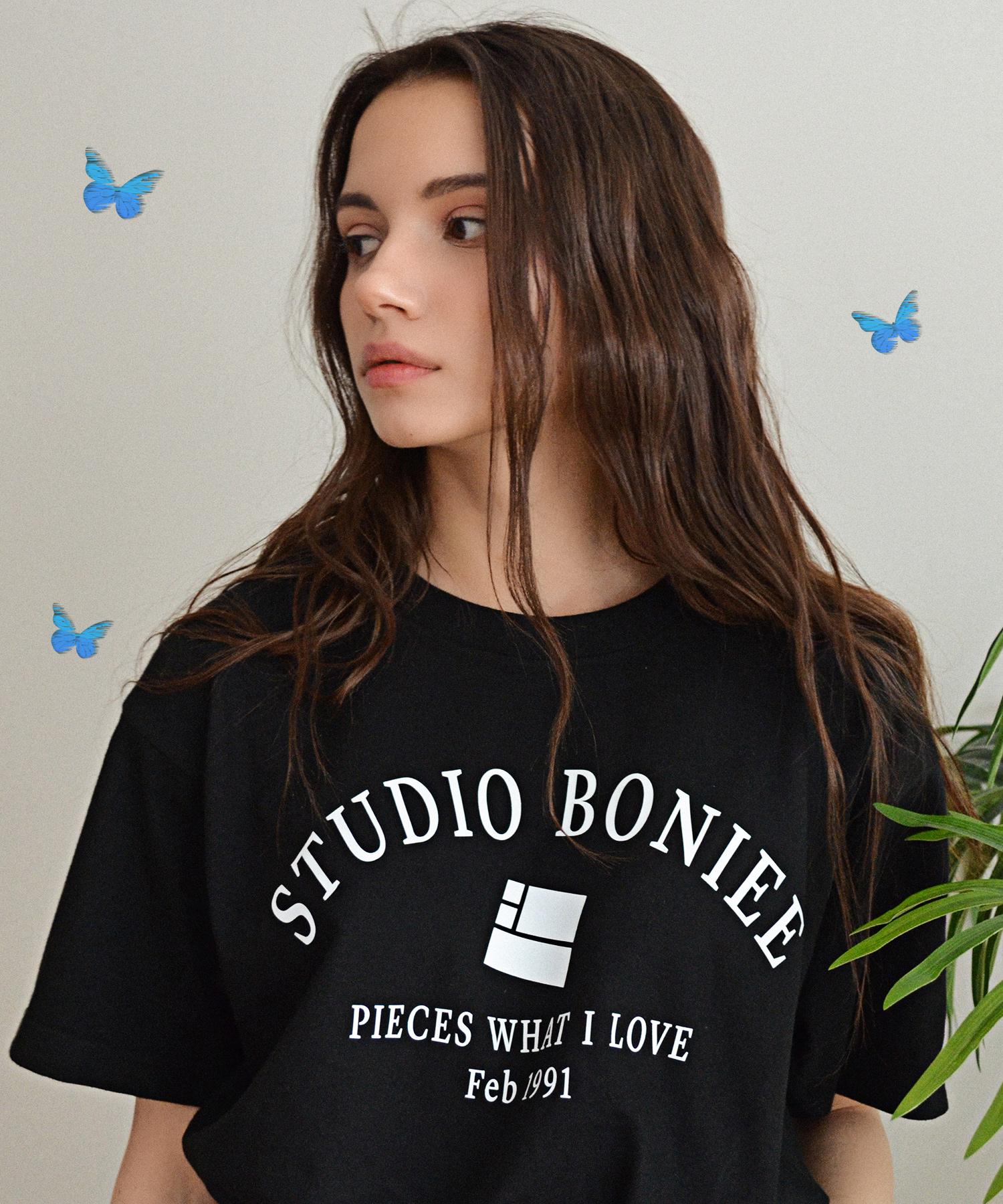 Bonye Логотип Типография Свободная Футболка Черная Black/Size 1