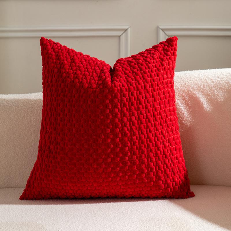 Weiche Samt Doppelseitiges Design Sofakissen Büro Rückenlehne Kissenbezüge Nachttisch Kissenbezüge Langlebig Bett Dekoration 40*40cm rot