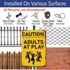 2D Flat 1pc Vintage Retro Warning Metal Sign - "CAUTION ADULTS AT PLAY" Humorous Wall Art, 8x12 Inch Rustic Aluminum Sign for Home Bar Garage Cafe