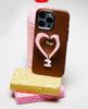 Heart-Shaped Leather Phone Case with Metal Bracket for iPhone 16 Pro Max - Tags That Make You Happy
