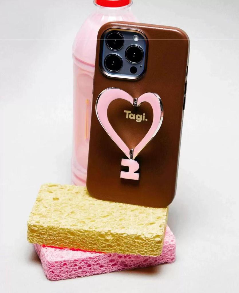 Heart-Shaped Leather Phone Case with Metal Bracket for iPhone 16 Pro Max - Tags That Make You Happy