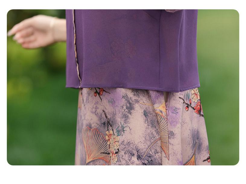 Rochie nouă de vară din șifon pentru femei de vârstă mijlocie 2025: Fustă elegantă midi cu mâneci scurte