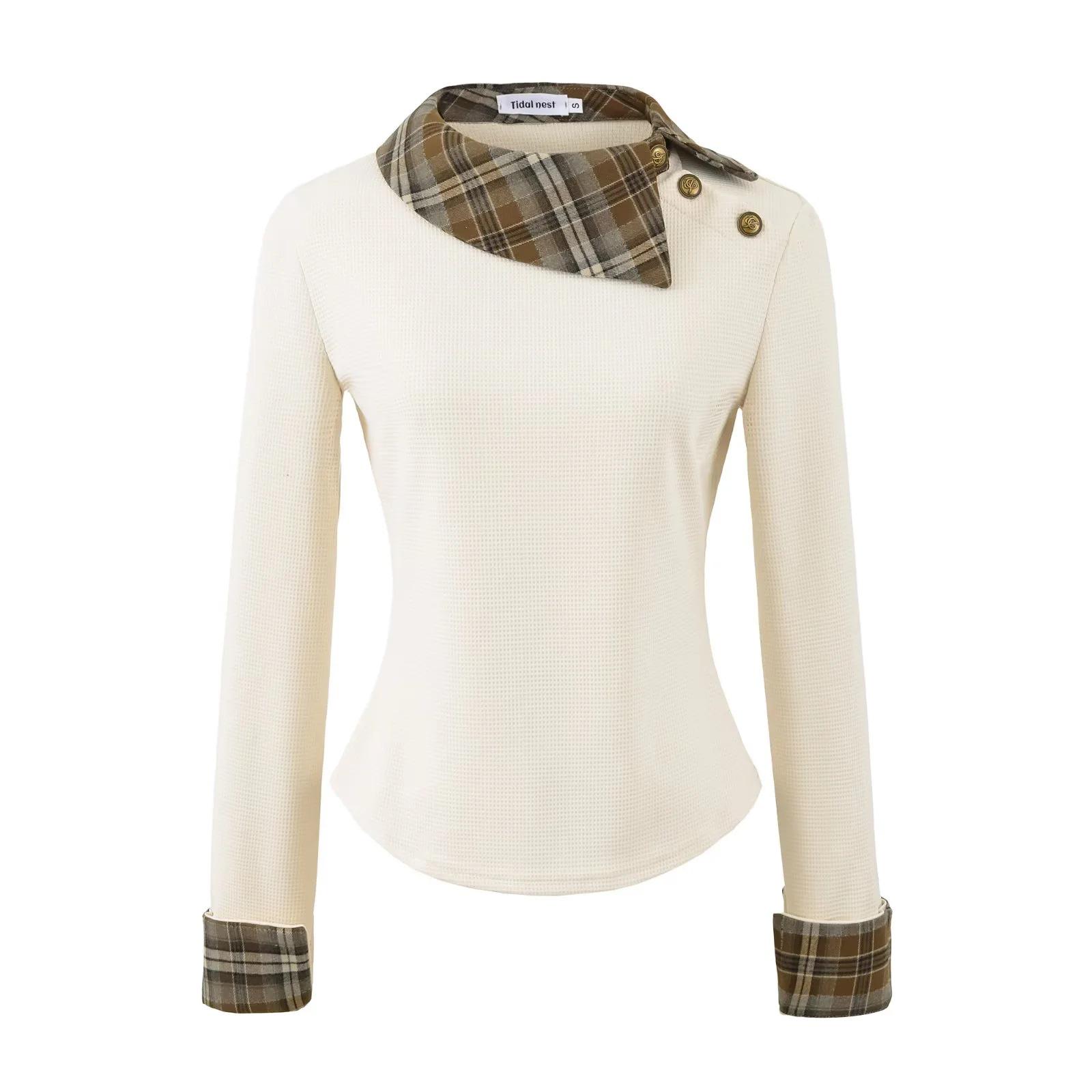 

Korean Plaid Patchwork Knit Top & Slimming Retro Plaid Shorts Set for Women Medium