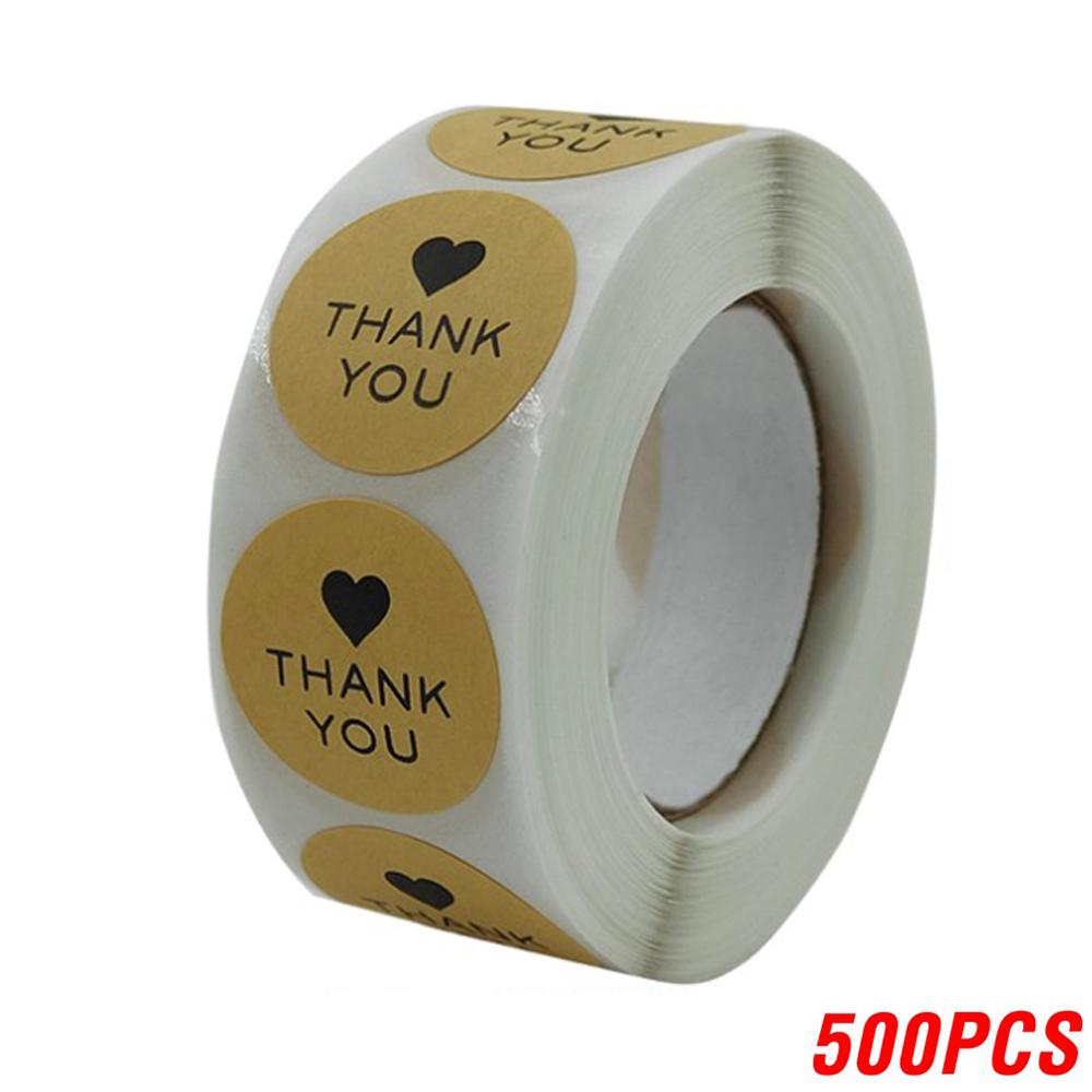 100-500 Round Natural Kraft Paper Hand Stickers Scrapbook Stickers Packaging Thank You Stickers Sealed Stationery Stickers