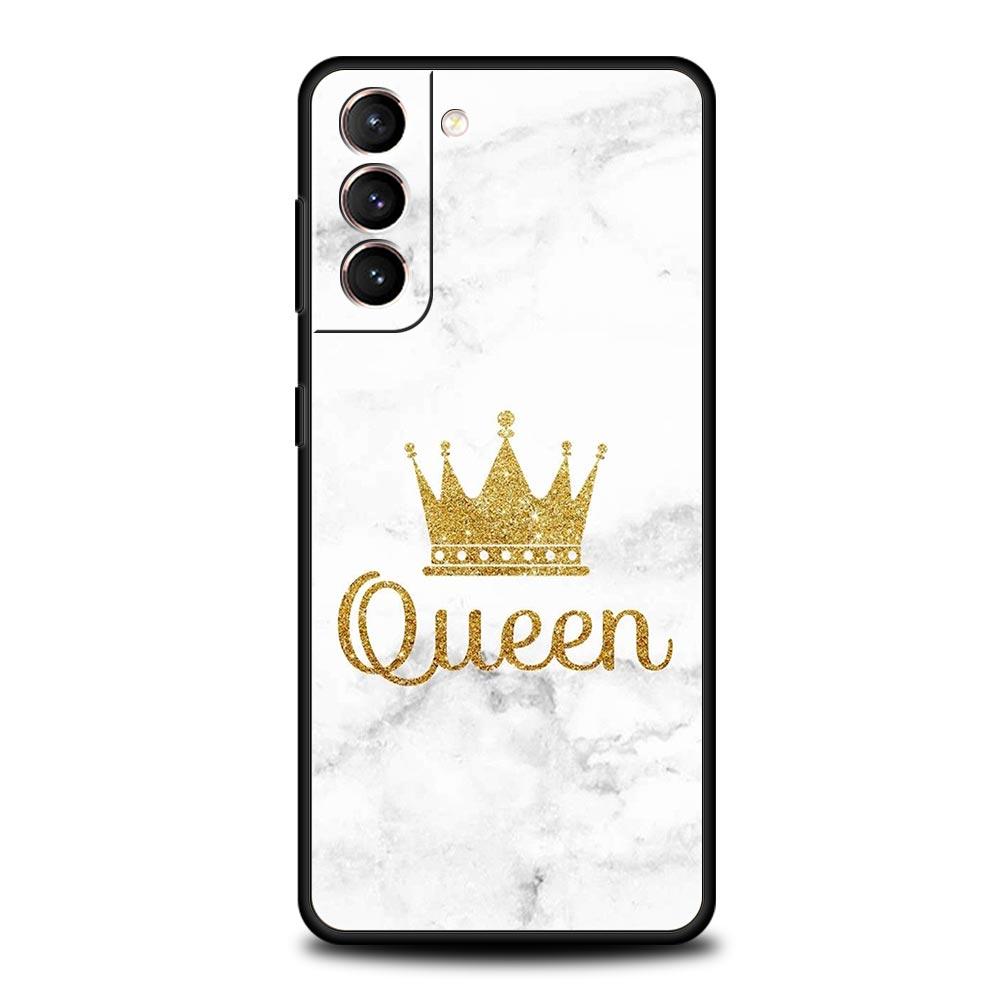 Phone Case For Samsung Galaxy S23 S22 Ultra S20 S21 FE 5G S10 S9 Plus S10E S8 Note 20 Silicone Cover King Queen Lovers Couple