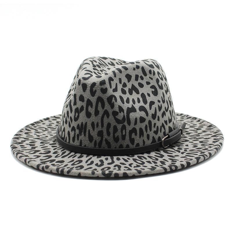 Men'S And Women'S Leopard Print Jazz Hats, Woolen Top Hats, Trendy Versatile Fur Hats