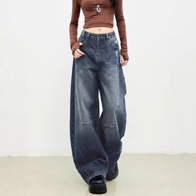 Neue Mode zerrissene Wide-Leg-Jeans Damen lockere Freizeithosen