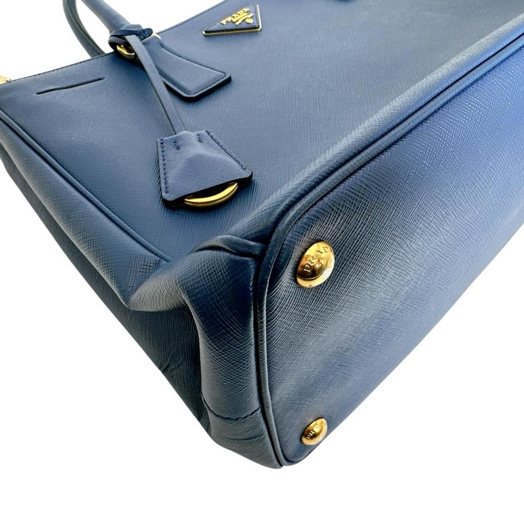 PRADA Sapphiano Galleria Handbag leather blue Women 1BA786 Used