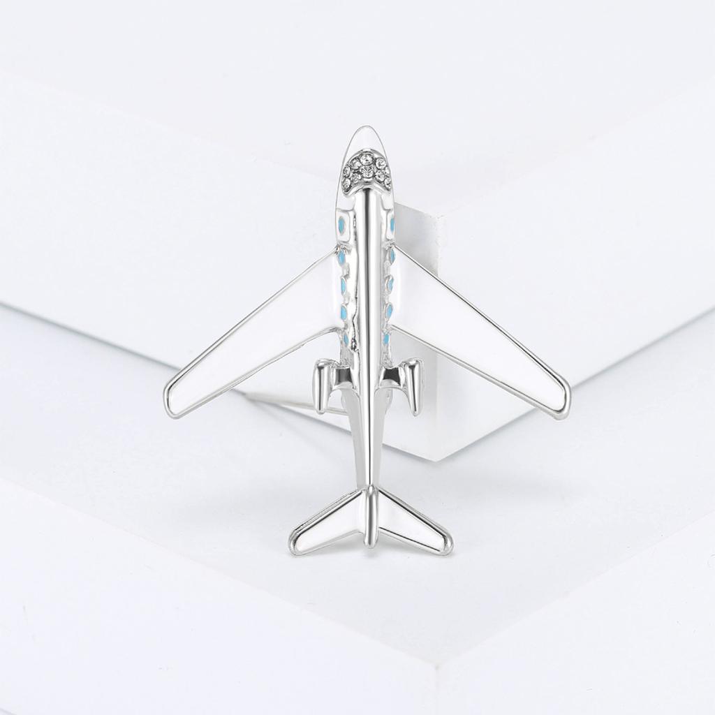 Stylish Rhinestone Aircraft Brooches for Women Enamel Transportation Pins Event Funny Luxury Gifts New Year Friends Decoration