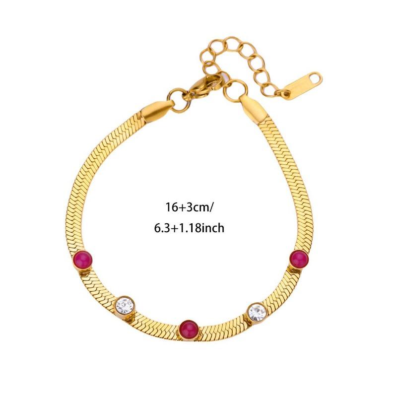 New Colored Diamond Zircon Bracelet High-grade Gold-plated Stainless Steel Non-fading Temperament Blade Chain Jewelry