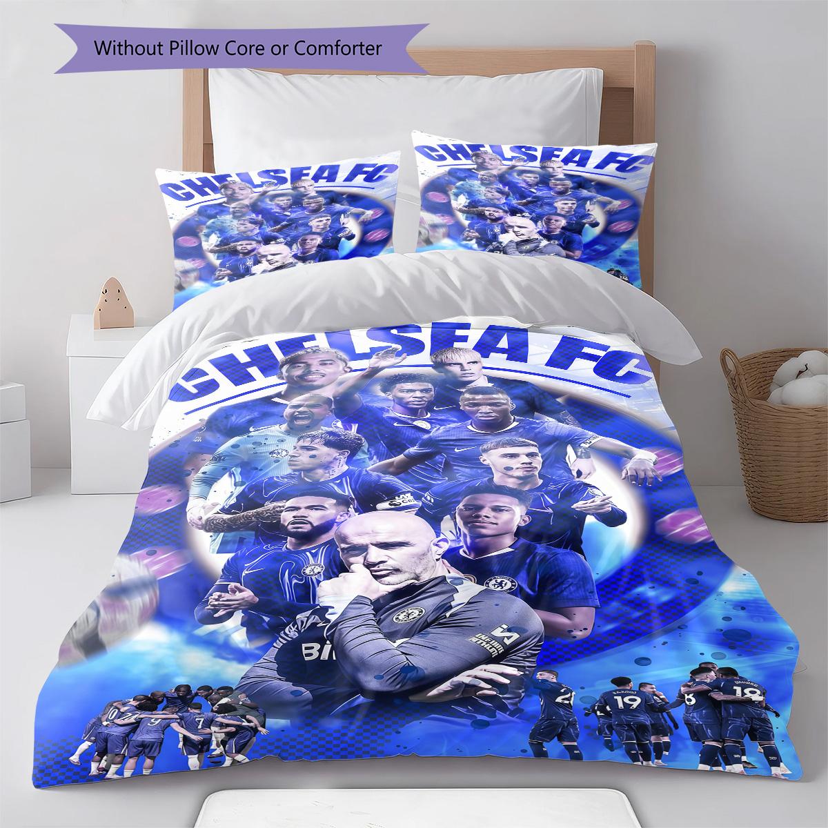 

Chelsea FC football RugPattern Bedding Quilt Set Quilt Cover Pillowcase Home Decoration Birthday Gift (1 * duvet cover + 2 * pillowcase, without core) 135x200cm