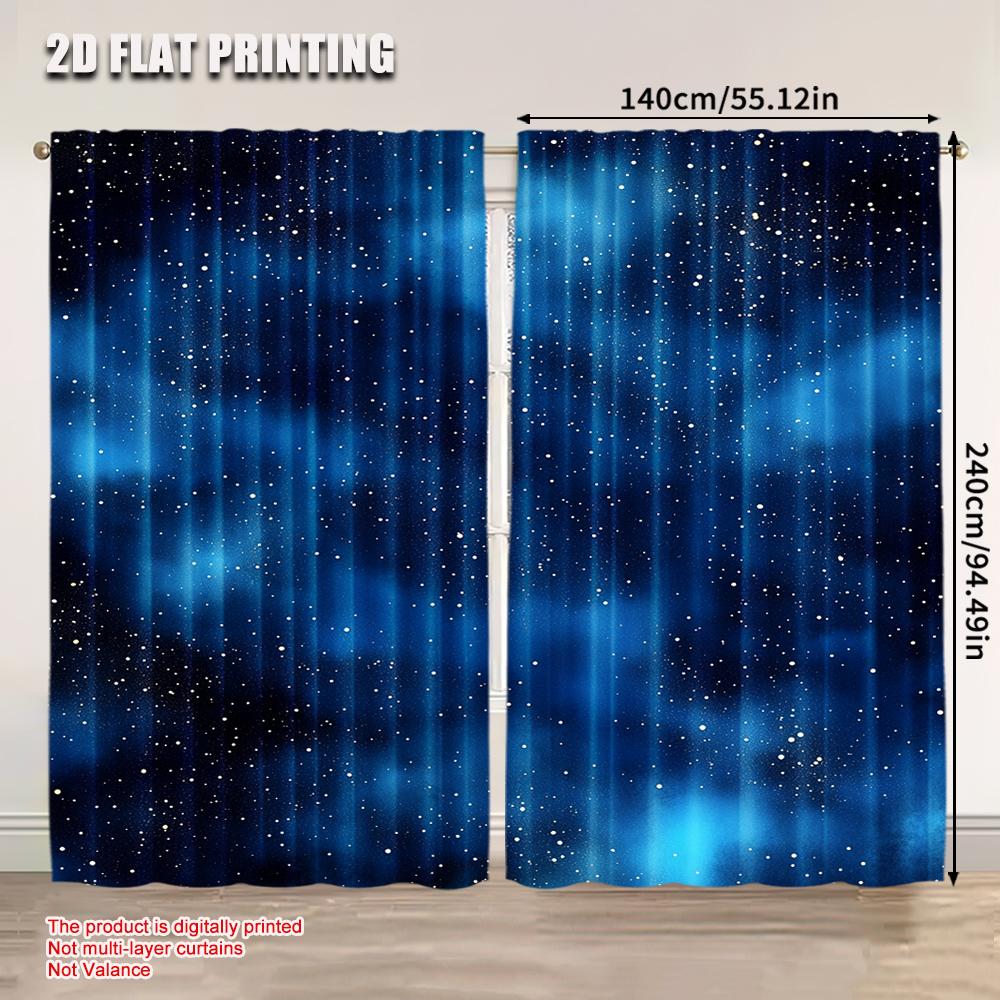 2 Pièces Rideau Ciel Nocturne Univers Espace Galaxie Rideau Nuit Sous Les Étoiles Rideau S'applique Au Salon Chambre À Coucher Hôtel Magasin