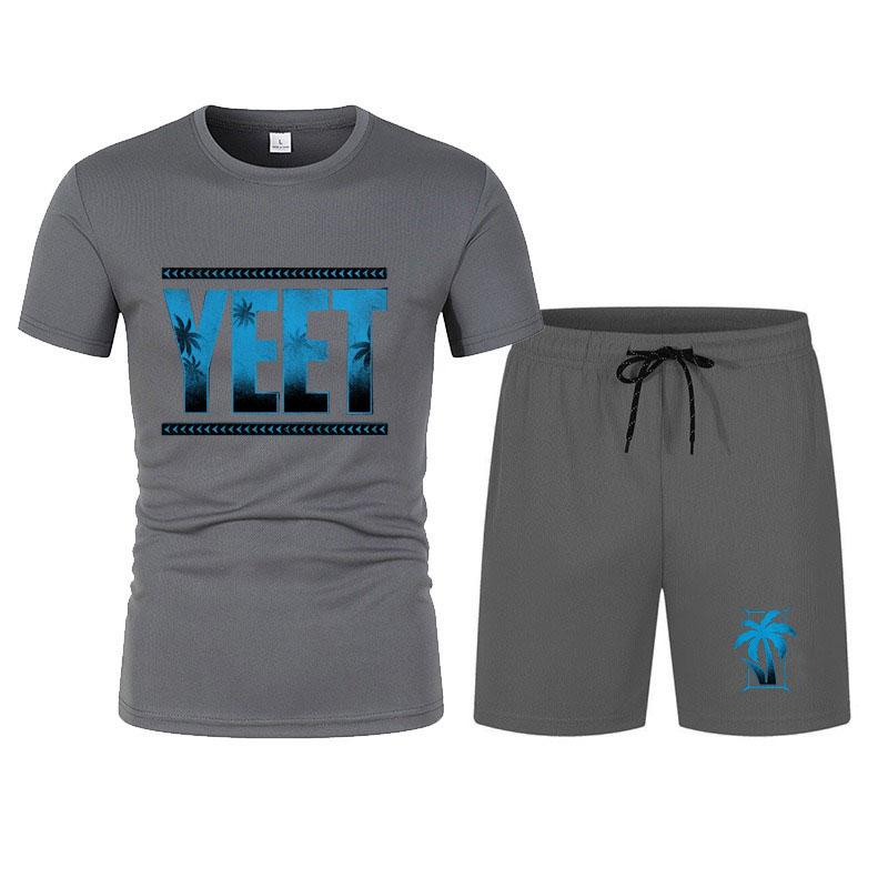 New Men's Black Jey Uso Yeet T-Shirt Shorts Set Summer Short Sleeve Men Overiszed Suits New Causal Clothing Sets