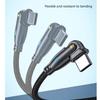 60W Power Type C Cable with Led Lighting Nylon Wrapped USB C Fast Charge Cord 180 Degree Adjustable Heads For Convenient