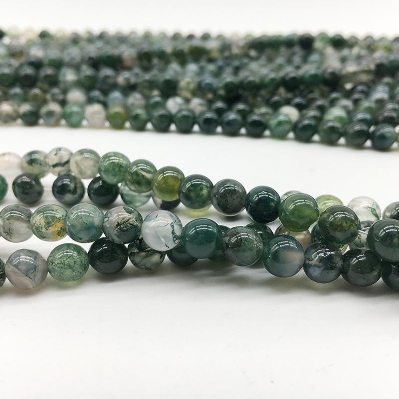 1 Strang/Los 4 6 8 10 12mm Moosgras-Achat Natursteinperlen Lose Abstandshalterperlen Für Schmuckherstellung DIY-Armband Großhandel