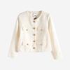 Maslan Fashion Versatile High End Small Fragrant Style Slimming Solid Color Round Neck Long Sleeve Short Coat