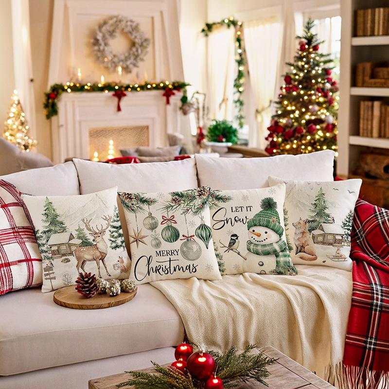 Printed Pillow Without Core New Christmas Pillow Cover Sofa Pillow Cover Bedside Cushion