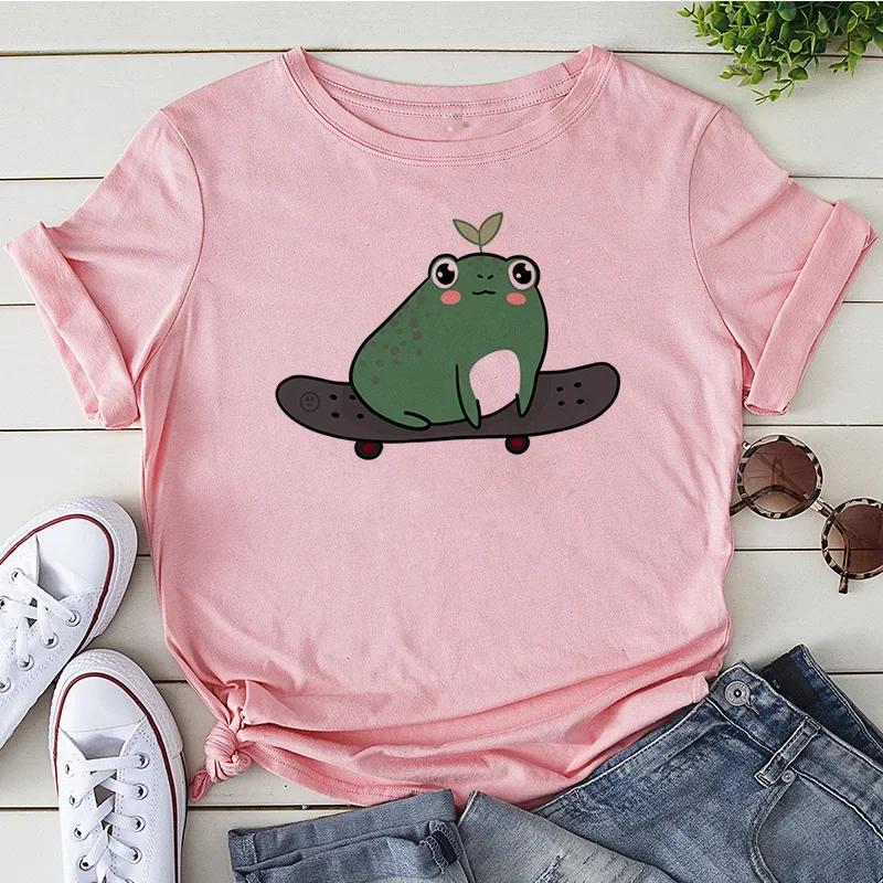 Womens Tshirt Hip Hop Street Wear Harajuku Short Sleeve Tshirt Cute Frog Printed Tshirt Summer Top