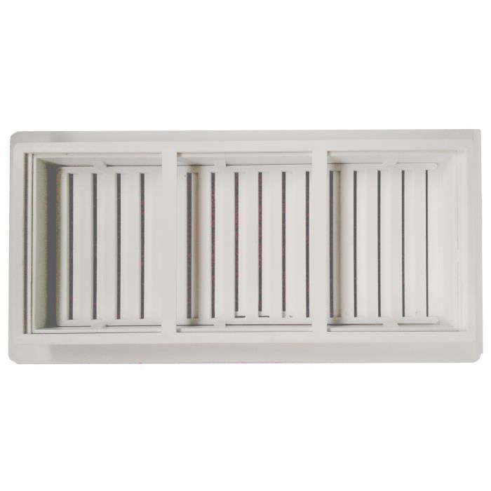 Grille D'aération En Aluminium Blanc À Encastrer 26x13,3cm - Passage D'air Réglable De 0 À 150cm2