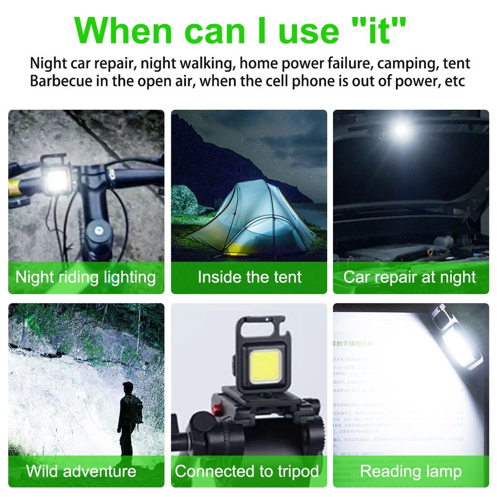 Fonken Mini LED Flashlight Keychain Light Multifunctional Portable COB Camping Flashlights USB Charging Work Lights fishing Lanterna
