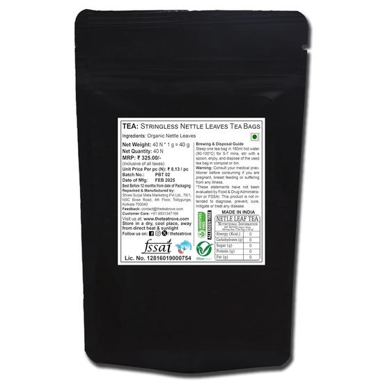 The Tea Trove Organic Nettle Leaf Tea Bags - 40 Eco-Friendly Stinging Nettle Tea Bags In Resealable Pouch , 40 Grams