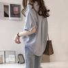 SURWENYUE Fashion Plus Size dametopper kontorarbeidsklær Bluseskjorte kortermede skjorter sommeroverdeler