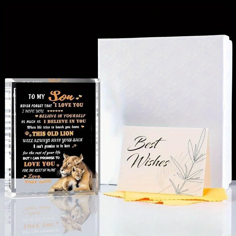 Inspirational Plaque with Lion Motif and Loving Quote for Son, Ideal for Graduation, Back-to-School, Bedroom Decor, Home Tabletop Decorations, Nurser