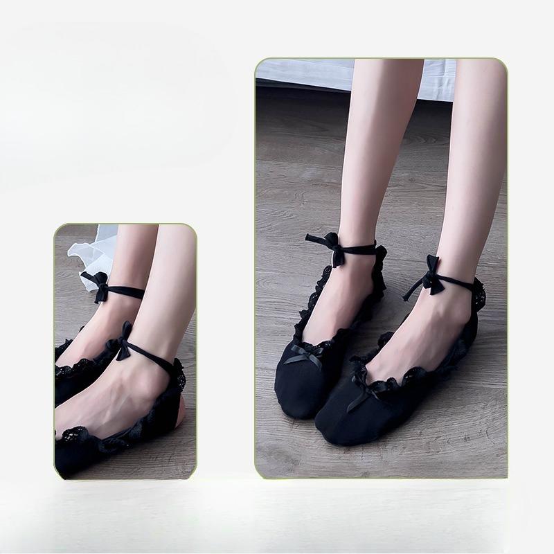 Women's Summer Flimsy Lace Ballet Bow Tie Invisible Ice Boat Socks
