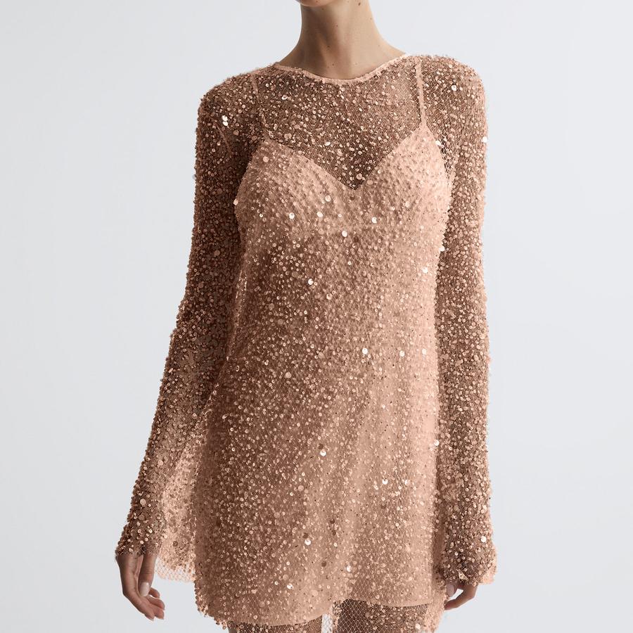 Damen Zweiteiliges Netz-Transparenz-Camikleid Set