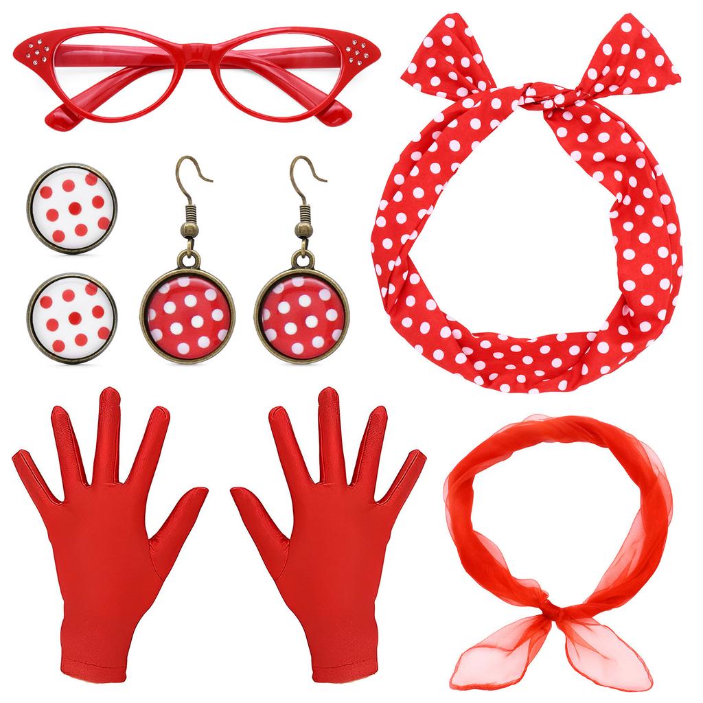 Dot Trio Costume Set For Cosplay Enthusiasts Adjustable Headband Earrings And Glasses