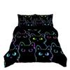 Cute Black Cat Duvet Set Bedroom Cartoon Animal Bedding Three-Piece Set