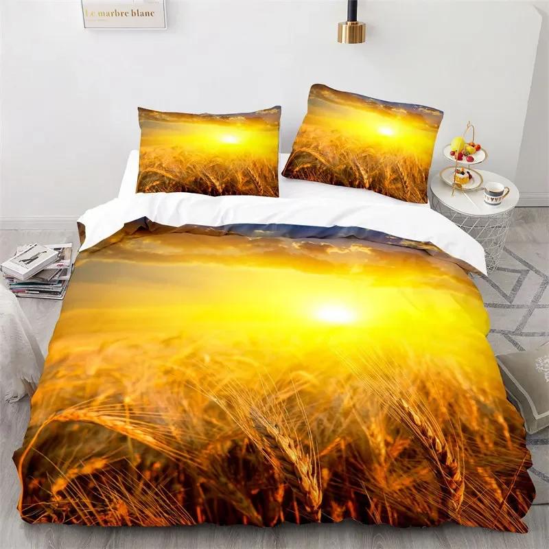Yellow Wheat Field Duvet Cover Microfiber Bedding Set 3D Print Quilt Cover Twin Full King Queen For Adults Kids Bedroom Decor