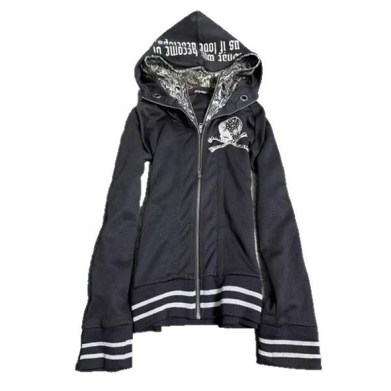 2026 New Arrival Dark Streetwear Zip Up Hoodie Y2K Slim Fit Gothic Sweatshirt Teens Youth