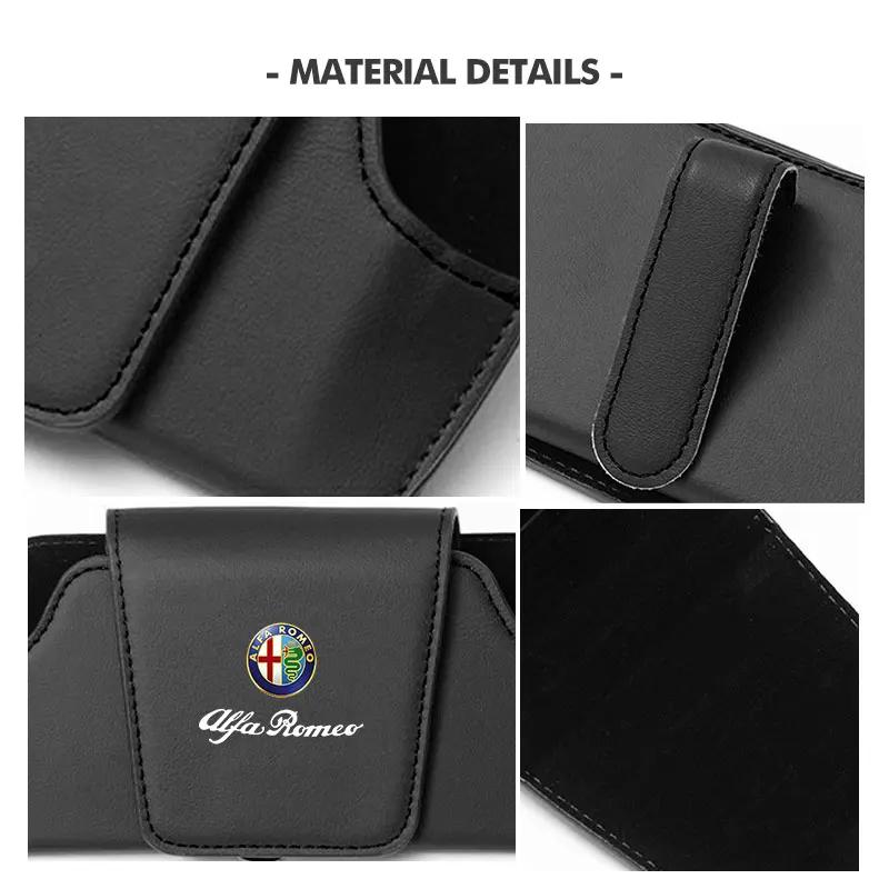 Car Glasses Case Sun Visor Eyeglass Holder Card Ticket Clip For Alfa Romeo Giulia 147 Mito 156 159 166 GT Stelvio Brera Volante