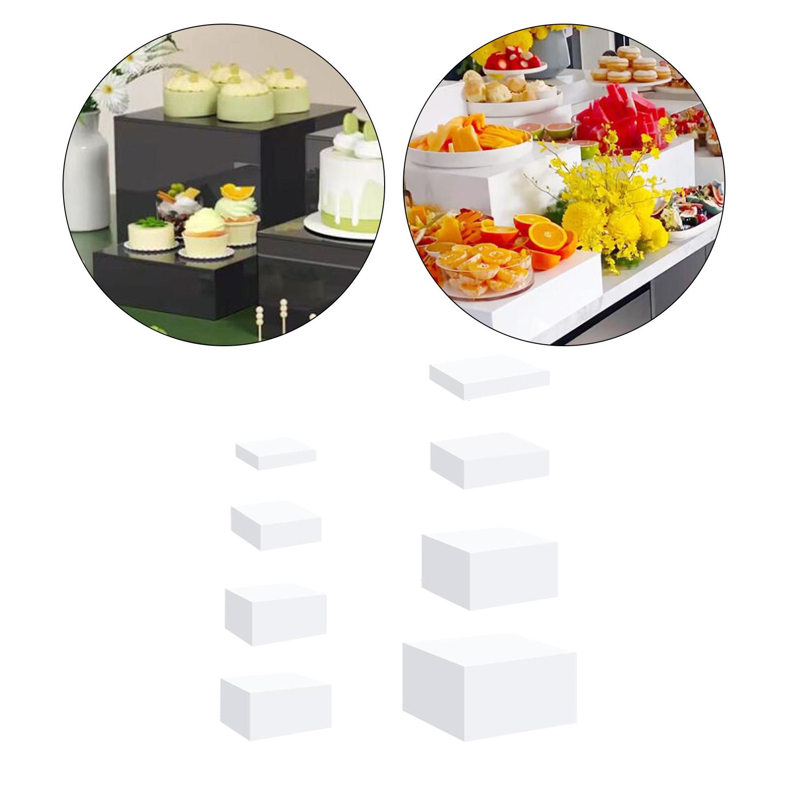 

8 шт. акриловый кубический дисплей ящик стойка для еды 5-сторонний вложенный стойка для еды ювелирных изделий торта косметики коллекционных предметов белый