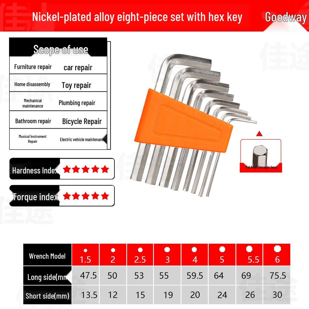 German Industrial Grade Nine-Piece Hex & Torx Wrench Set for Bicycles