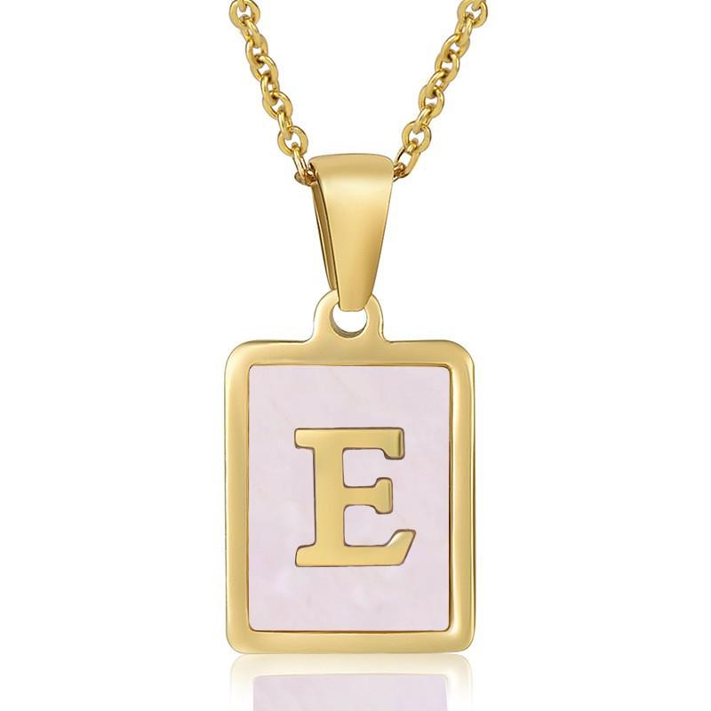 26 English Letter Necklace Women's Versatile 18K Natural Pink Shell Pendant Collarbone Chain 2026