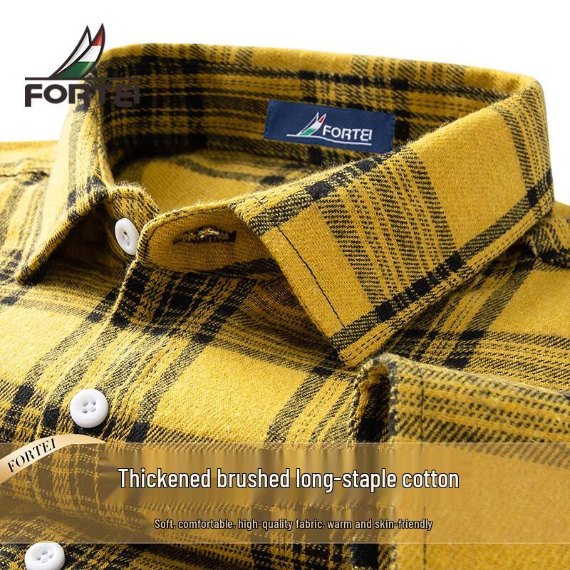 Men s Long-Sleeved Plaid Warm Shirt 3XL