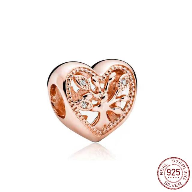 925 Sterling Silver   Autumn New Charm Flower Pink Series Charm Beads Fit Original Bracelets Women Jewelry