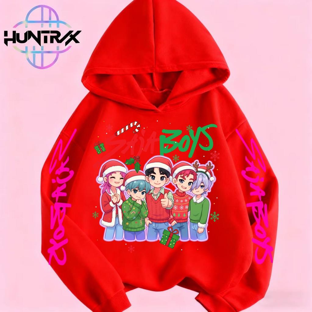 KPop Devil Hunter Christmas Cartoon Printed Men's and Women's Fashion Casual Spring and Autumn Sports Hoodie