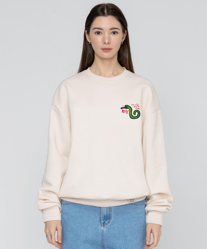 GRAVER [Unisex] Good Snake Sweatshirt_Cream