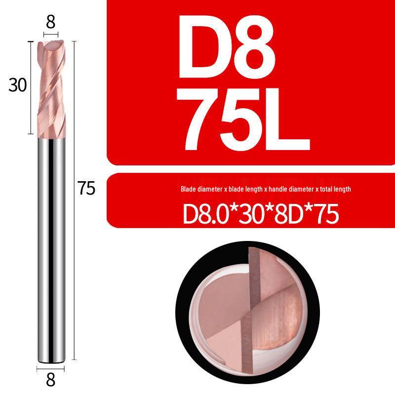 Tungsten Steel 2-Flute Carbide End Mill, 55° Keyway CNC Flat Bottom Cutter