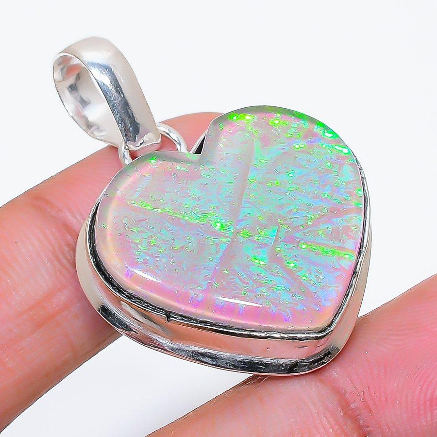 Natural Pink Triplet Opal 925 Sterling Silver Jewelry Pendant 1.65" AP-16534
