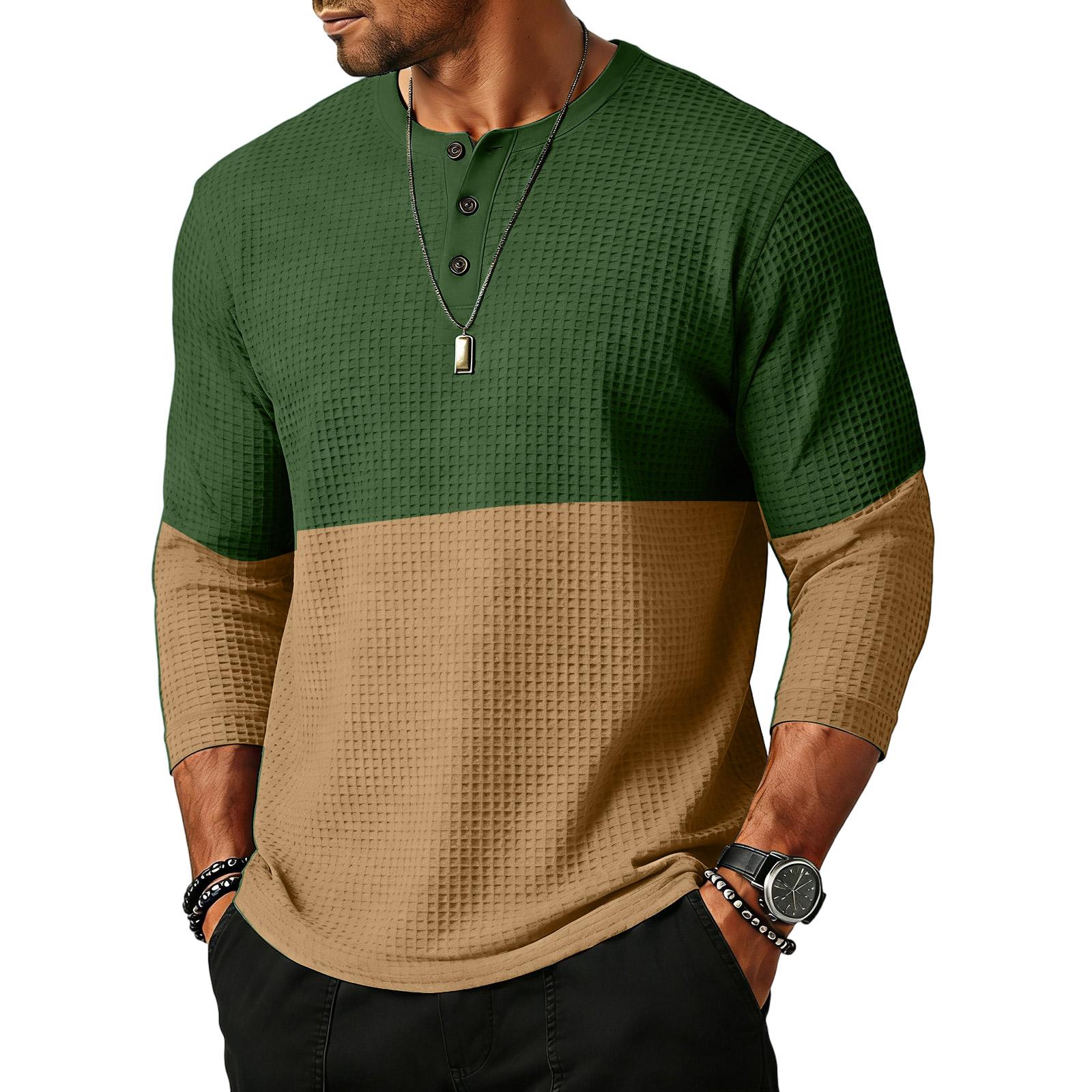 

Men s Sports Leisure Waverg Three Pieces Buckle Seven Points Sleeve T-Shirt S